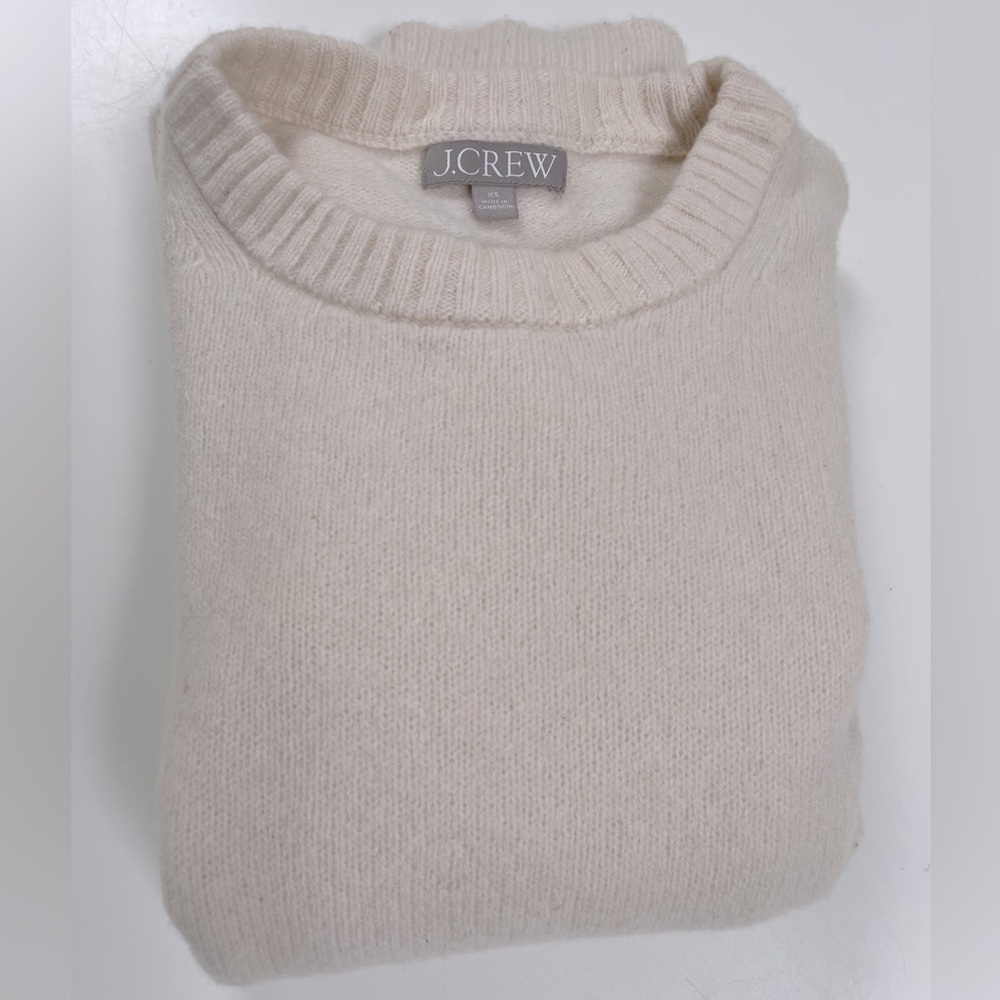 J. Crew Women’s Soft 100% Wool Cream Crewneck Sweater Size XS